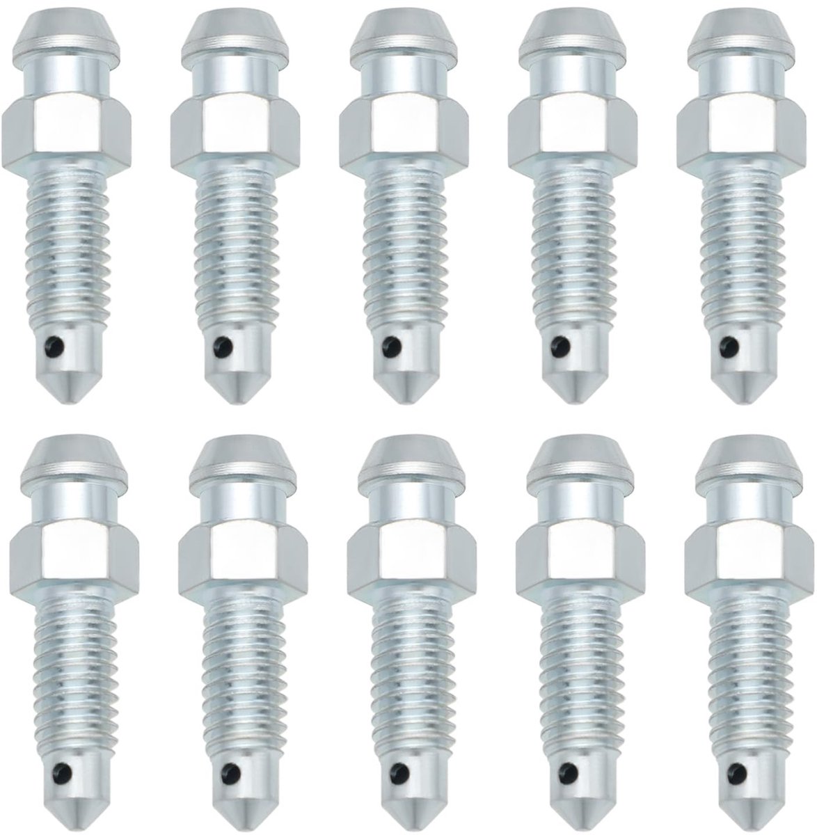 Allecto - Caliper Vent Nipple - M6x1mm - Voorkomt remvloeistoflekkages - Hexagonaal - 10 stuks - Ideaal voor remsystemen - Geschikt voor motoren - ...