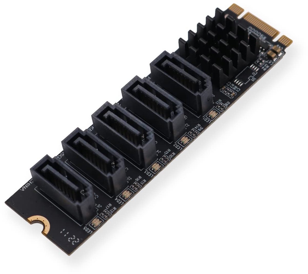 Allecto - M2 NGFF NVME M-Key PCI Express naar SATA 3.0 - 6Gbps snelheid - 5 poorten - Adapter converter - Hard drive uitbreiding - Geschikt voor PC...