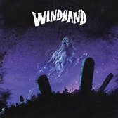 Pochette d'album avec le texte 'WINDHAND' en lettres blanches, une figure fantomatique et des pierres tombales sur fond violet.