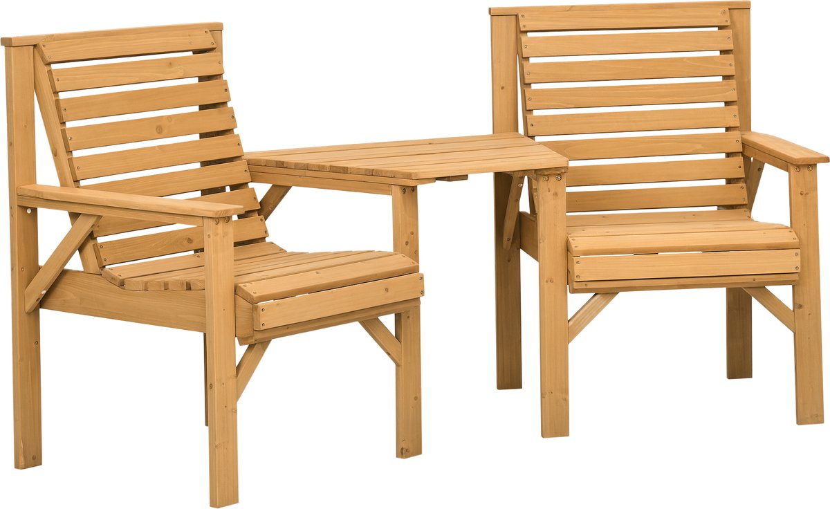 Outsunny Outdoor Bistroset-Vurenhout-66L x 65B x 90H cm-Bruin