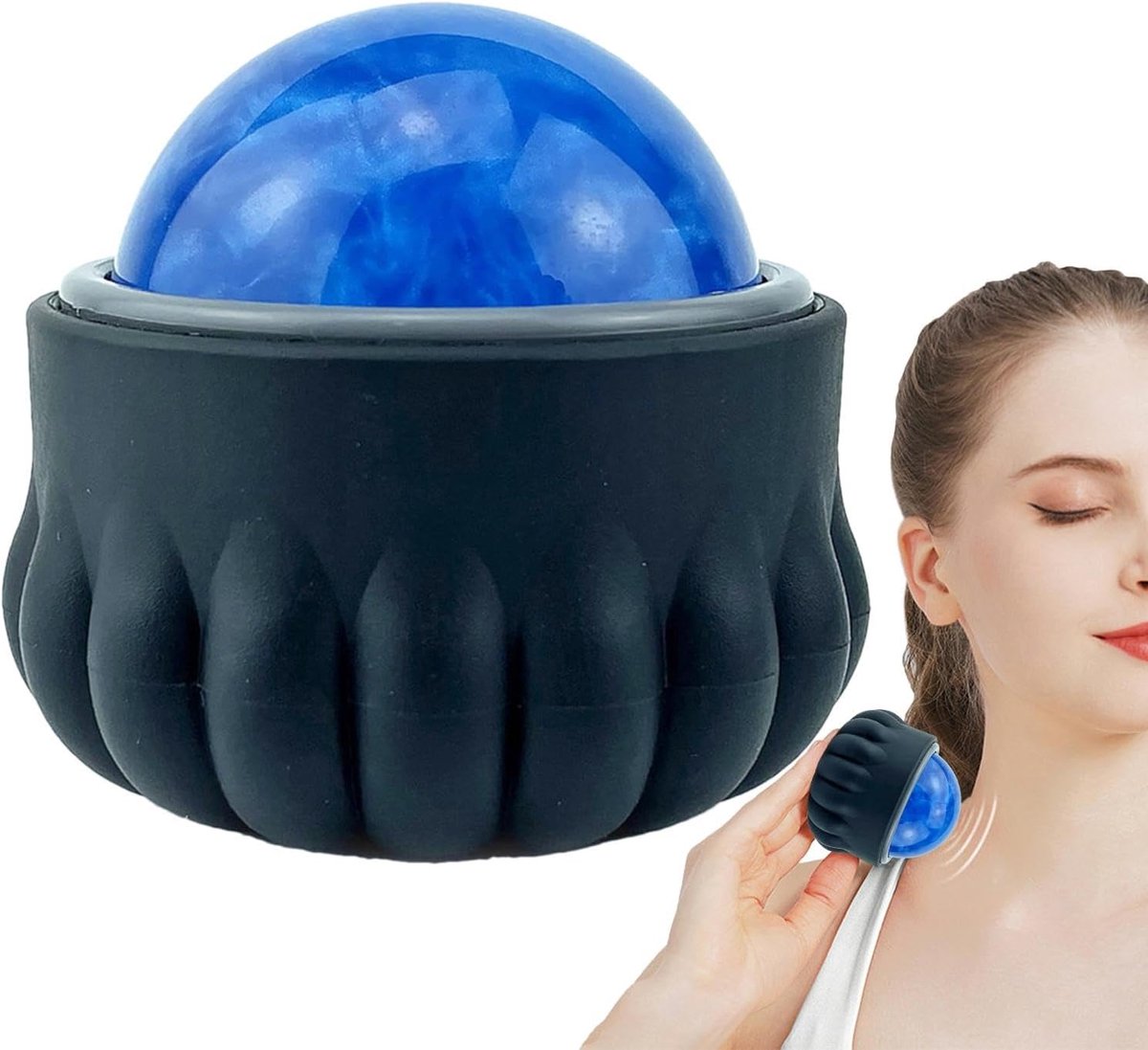 Massage Roller Bal - Handheld Massager - Spierontspanning Thuis - Gericht Drukpunt - 12 x 12 x 10 cm - Zwart