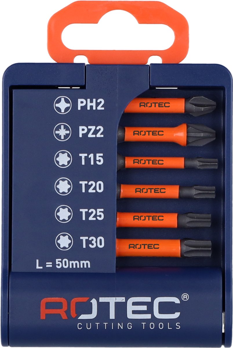 Rotec bitset 'IMPACT', 6-delig, E6,3 x 50mm, PH-PZ-T