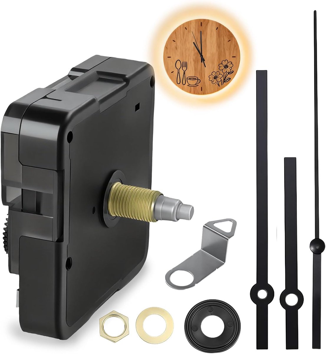 Stil Uurwerk Set - Kwarts Reserveonderdelen - Wandklok Reparatie - Zeer Nauwkeurig Mechanisme - 16mm Staaflengte - Zwart