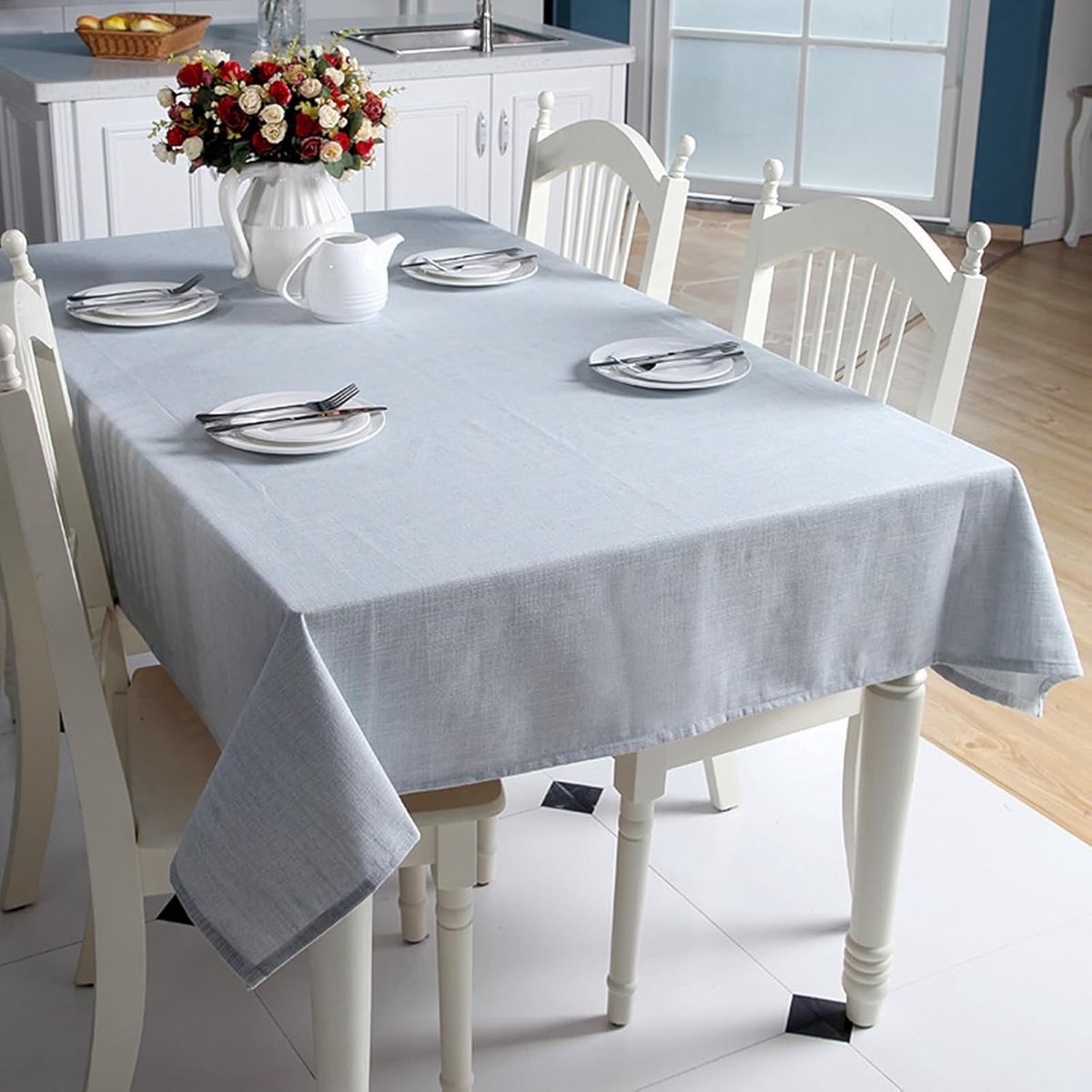Eettafel - Decoratief kleed - Keuken en feest - Effen kleur design - 117 x 111 cm - Lichtgrijs