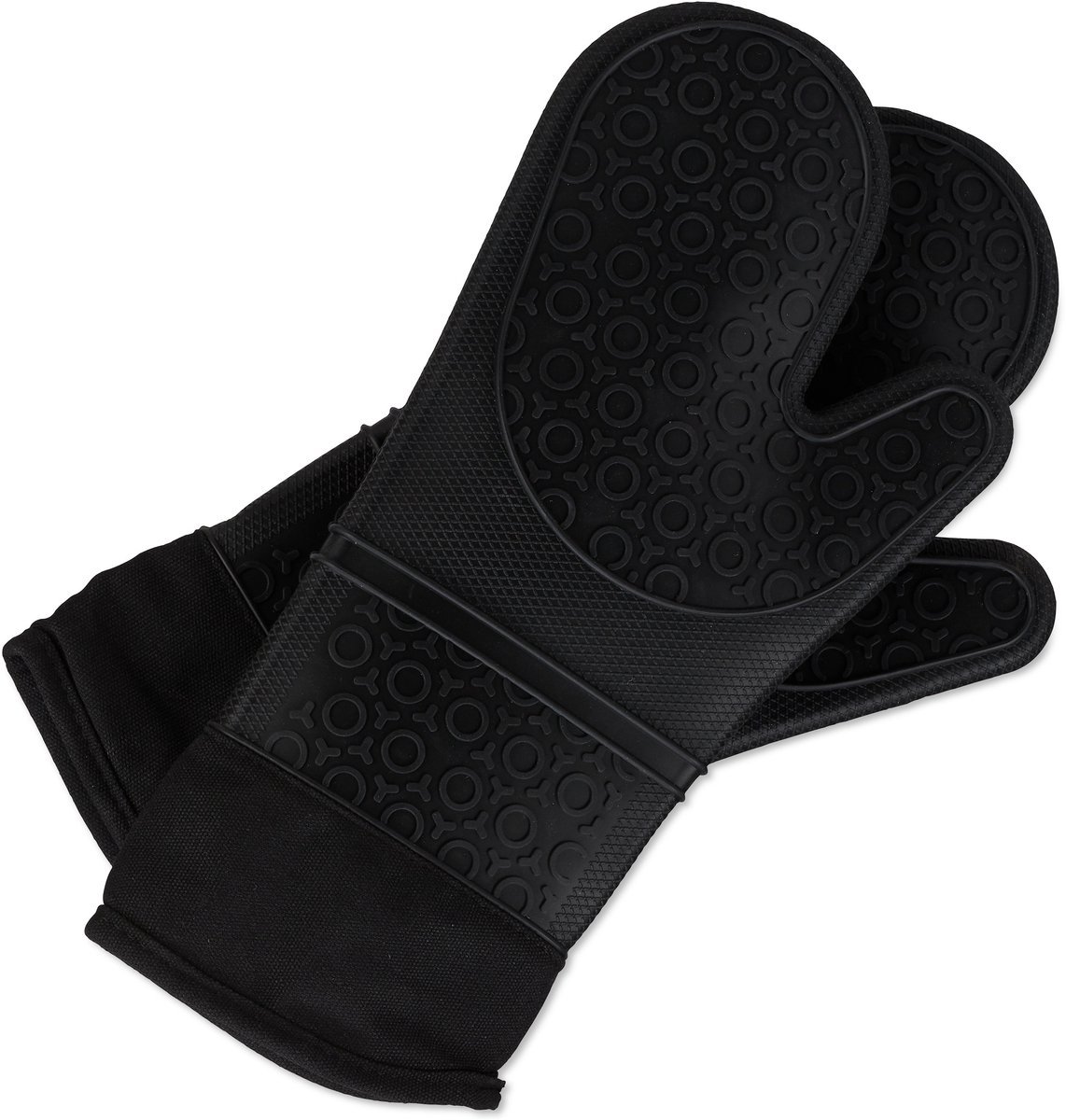 Siliconen ovenhandschoenen hittebestendig anti-slip zwart - zachte voering (1 paar)