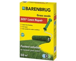 Barenbrug graszaad 1 kg voor 50 m² - herstelgazon SOS Lawn Repair gecoat - Jaarrond snel herstel van het gazon - Kiemt vanaf 4°C - Makkelijk inzaaien van kale plekken