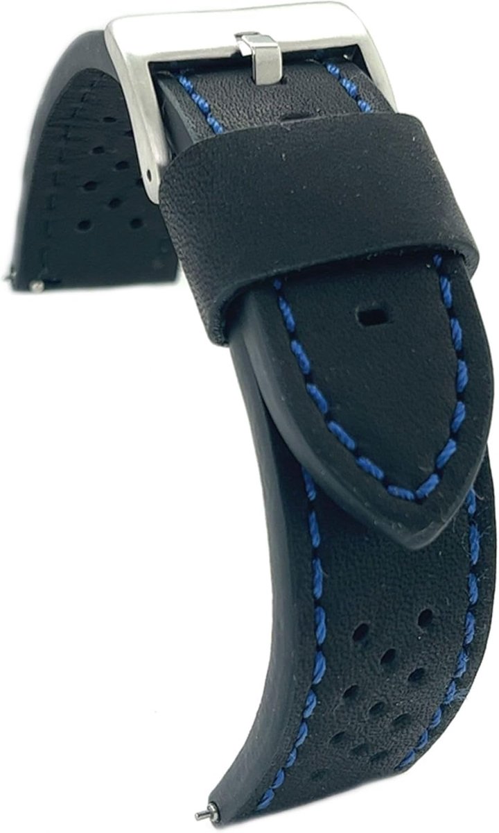 Horlogeband Leer Geperforeerd - Rally Racing Stijl - Horloge Vervanging - Gekleurde Naad - 20mm 22mm 24mm