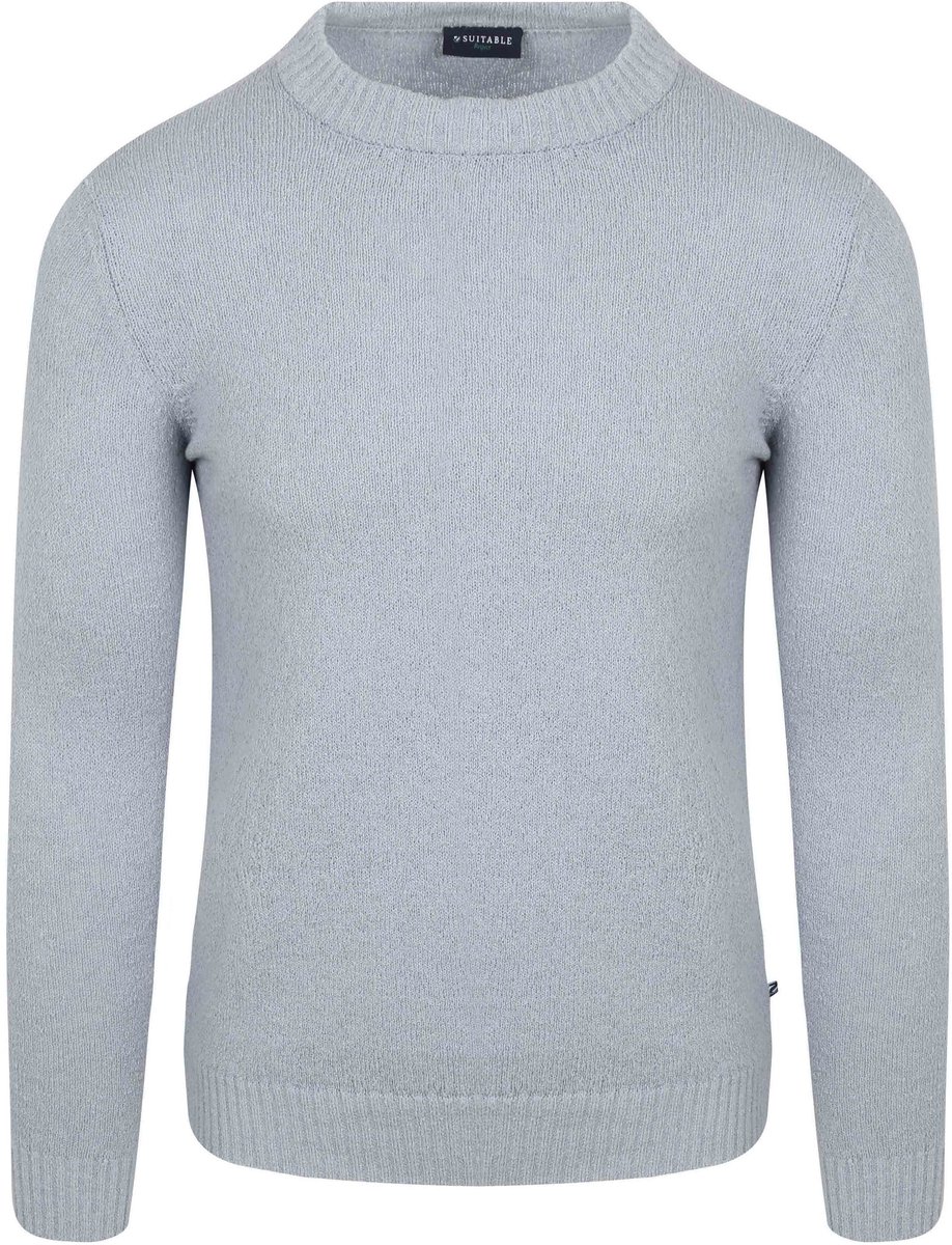 Suitable Pullover Bouclé Blauw - Maat M - Heren - Sweater
