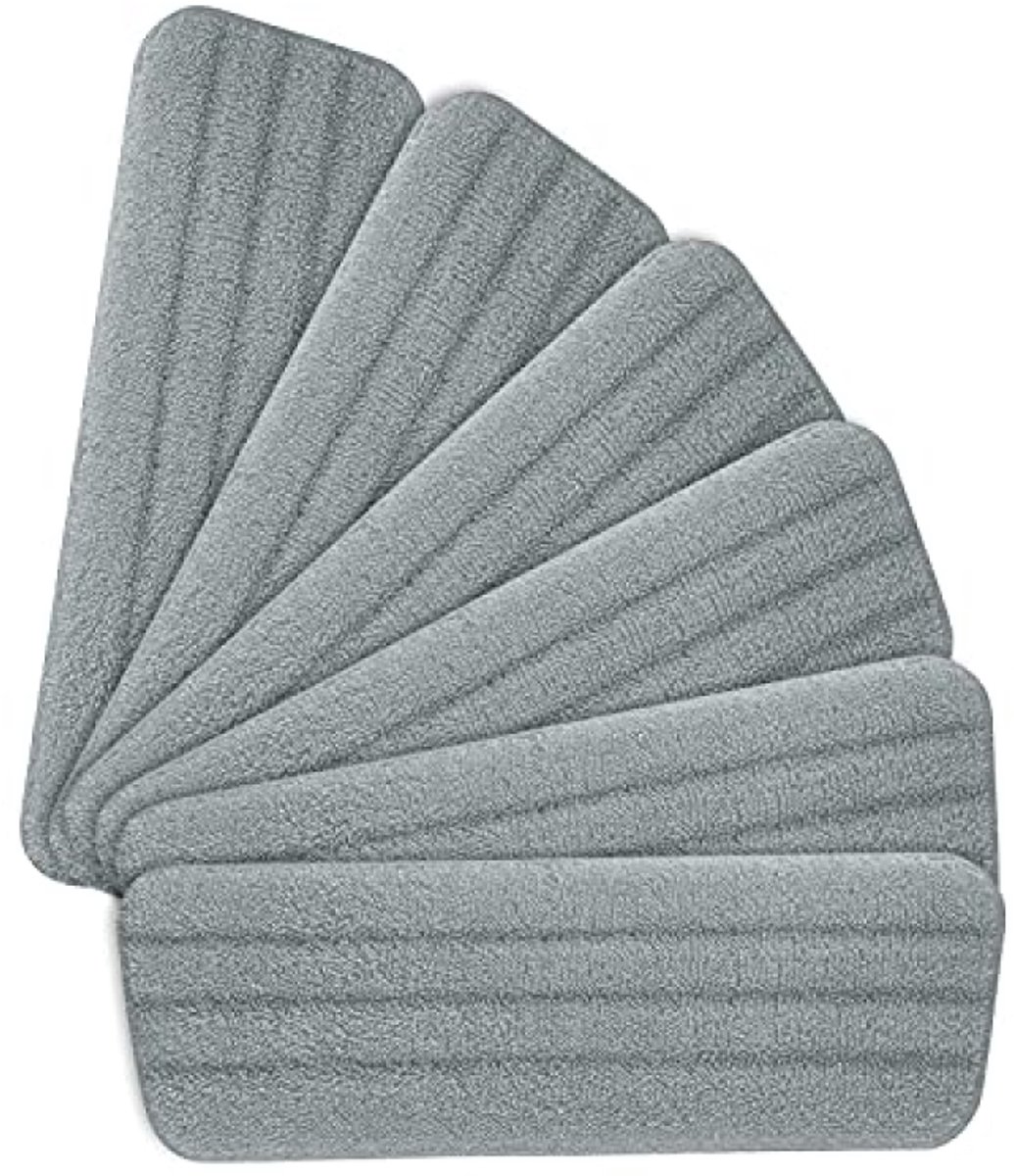 Set van 6 wasbare microvezel dweilpads - Geschikt voor de meeste spray mops - Grijs
