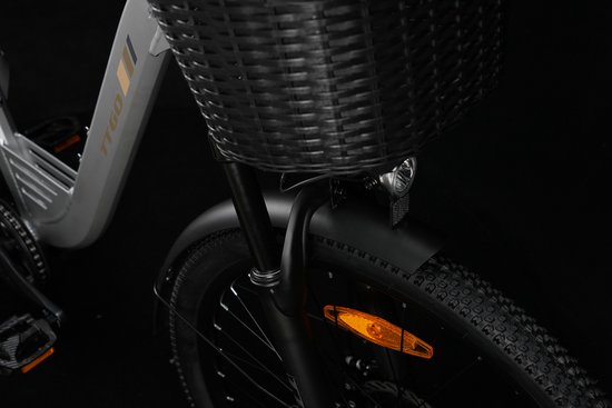 Elektrische Fiets TTGO C2 Pro - 250W Motor - 36V 18Ah Accu - Bereik 80-120km - 26" Banden Elektrische Stadsfiets - Shimano 7-Speed - 25km/u - Zilver van Merkloos — afbeelding 4