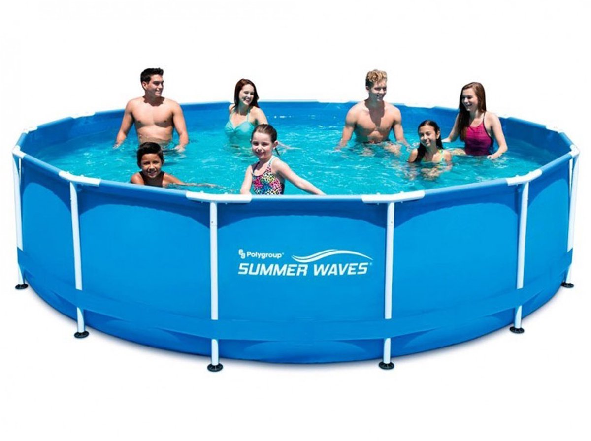 Summer Waves Frame Zwembad Rond - ⌀457 x 84 cm - zwembaden -Inclusief Filterpomp - zwembadpomp - filterpatroon