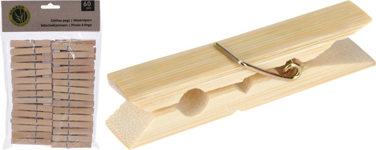 Bamboe - Wasknijpers - 60 Stuks
