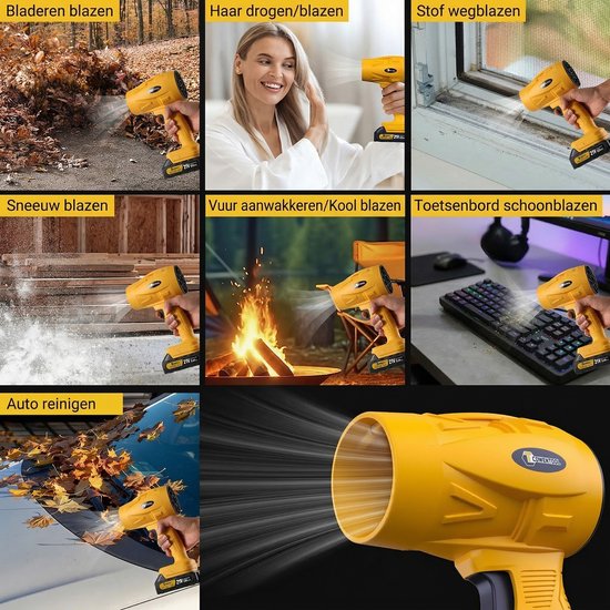 CONENTOOL Accu Bladblazer - 200 m/s Bladblazer - Draagbare Stofblazer - met 1x accu - Handblazer - Draadloze Turbo Fan - voor buitenshuis, auto, camping van Merkloos	 — afbeelding 5