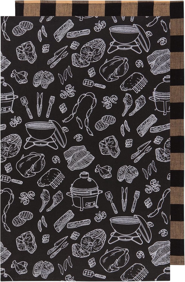 Keukendoeken Set - Keukenhanddoeken - BBQ Keuken - 100% Katoen - 2 stuks 45x71cm