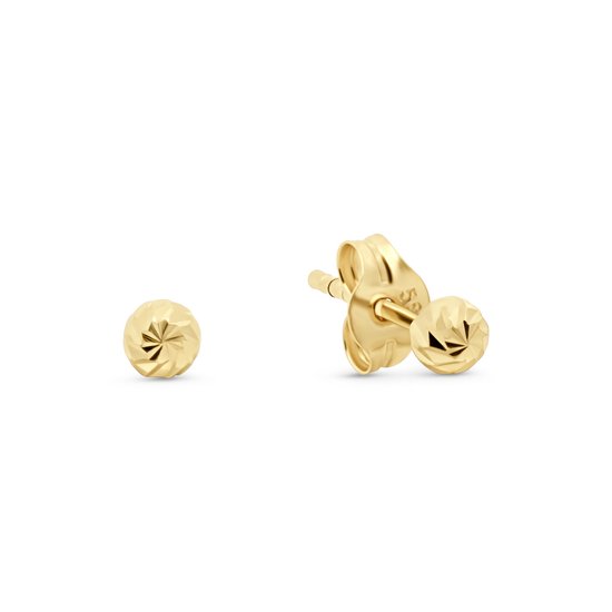 Boucle d'oreille dorée avec une boule facettée, 3 mm.
