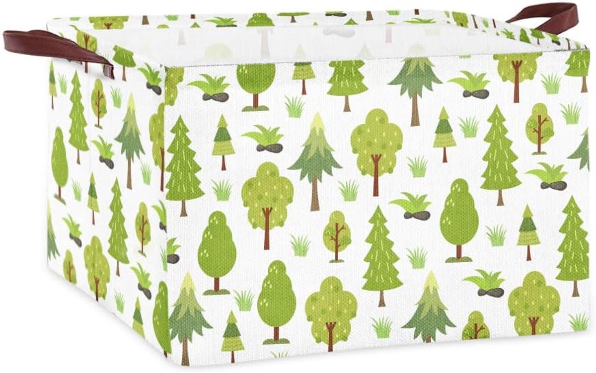 Canvas- Opbergmanden - Boom - Katoen en Linnen - Wasmand - Opvouwbare - Kledingorganizer - Poppenopslag - Rechthoekige - 38 x 25 x 24,5 cm - Grijs - Decoratief - Stofsamenstelling