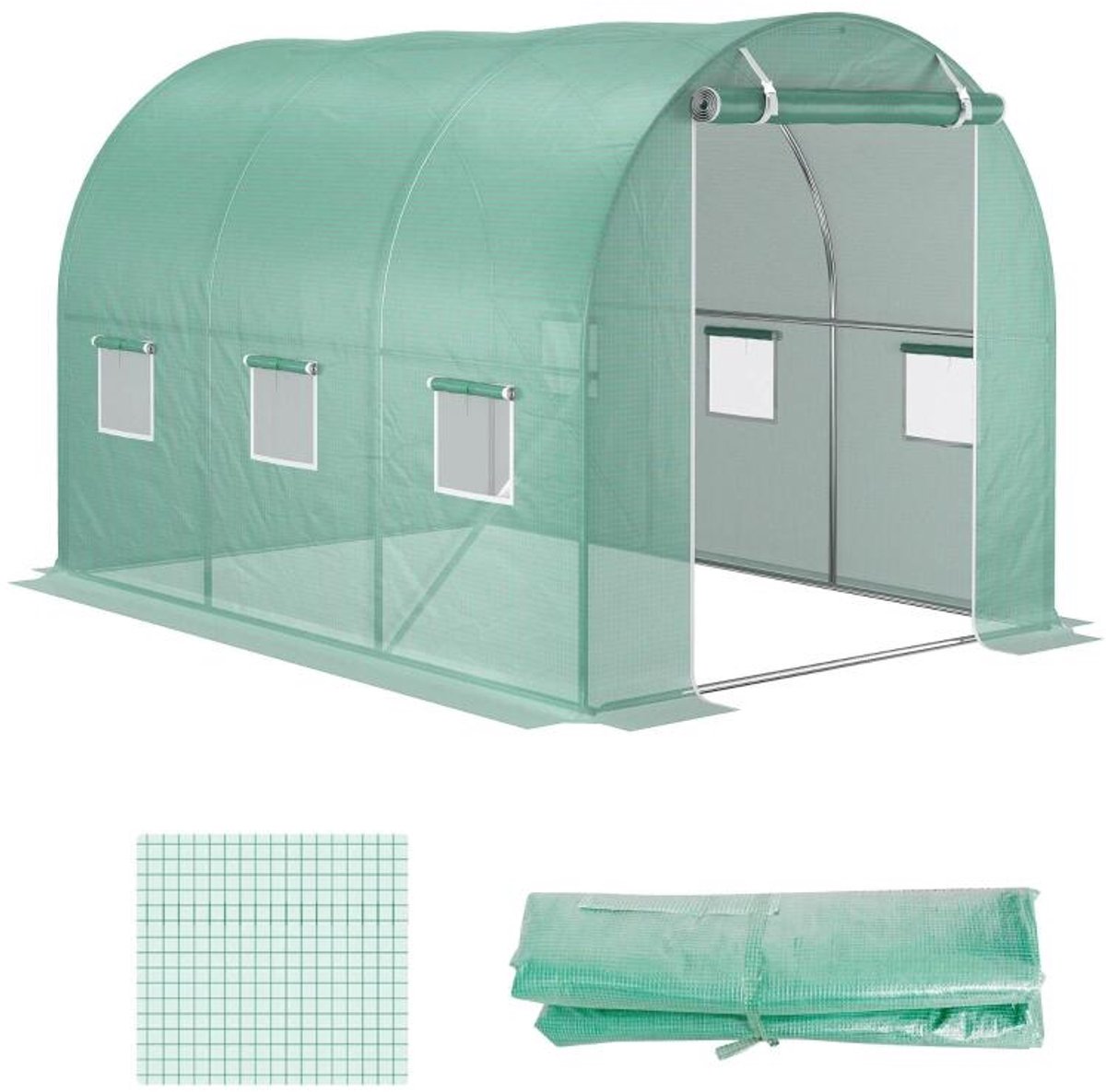 Daity 3 x 2 x 2 meter polyethyleen kasafdekking (alleen de polyethyleen afdekking voor wintertuinplanten), geschikt voor tunnelkassen met oprolbare deuren, buitenruimtes en groene zones.