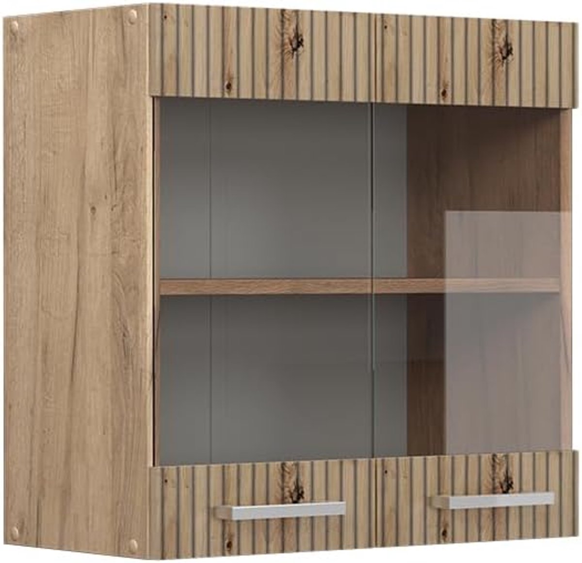 Glazen Keukenkast Hangkast Wandkast 60 cm Rustiek Eiken Houtlook