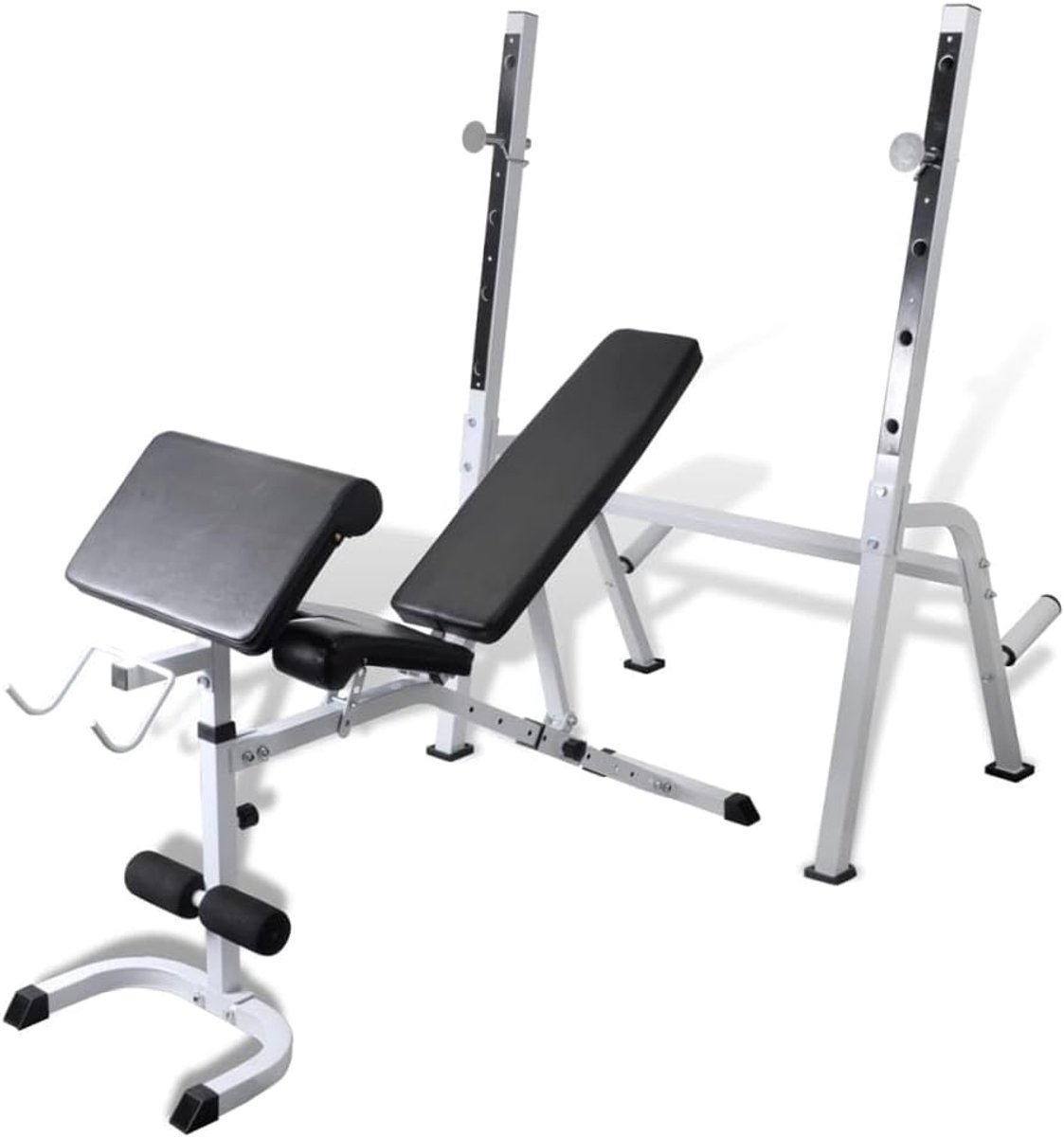 Trainingsbank Halterbank - Sportbank Fitnessbank - Thuis Krachttraining - Verstelbare Rugleuning - 73x105x150cm - Wit