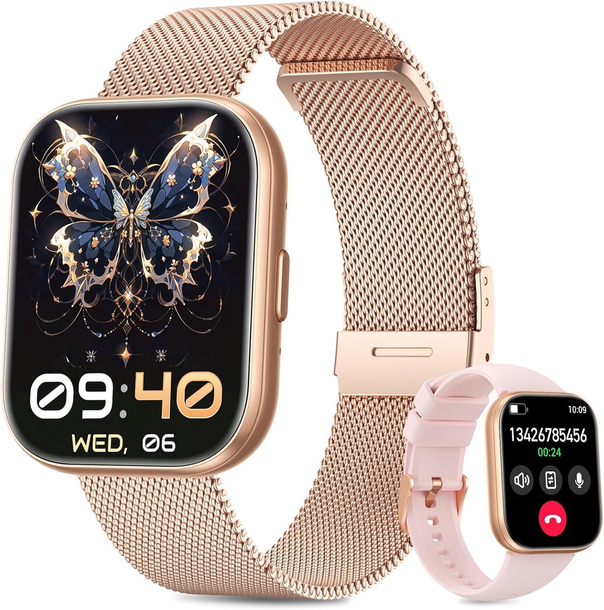 Smartwatch Dames met Bellen, 1,75" HD Scherm, Sport- & Fitnesshorloge met Hartslag, Slaapmonitoring en 120+ Modi