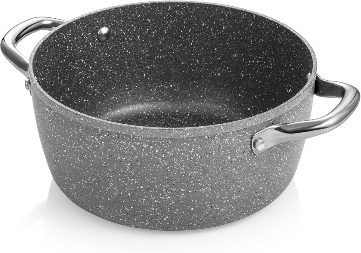 Kookpan met antiaanbaklaag en steenlook, 24 cm, 4,4 liter