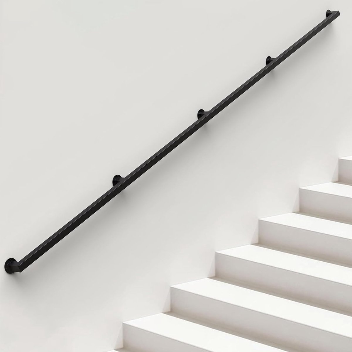 Antislip Trapleuning - Veiligheidshandvat Buiten - Trap Veiligheid - Robuust Metaal - 460cm Lengte - Zwart