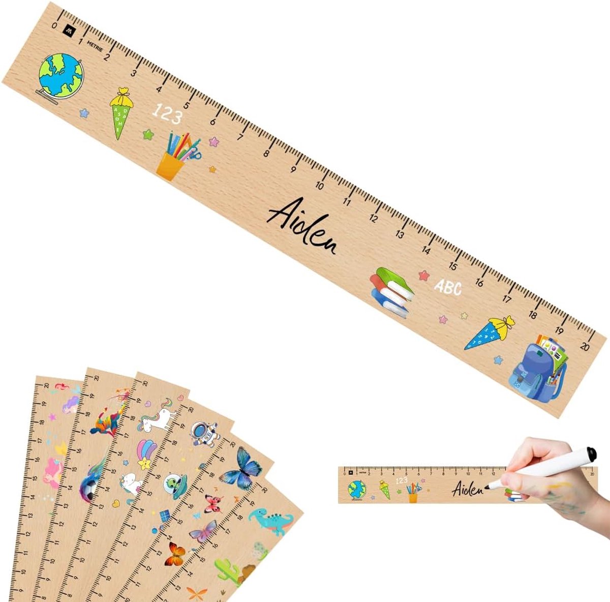 Houten Liniaal - Meetlat Kinderen - Schoolwerk Tekenen - Duurzaam Materiaal - 20 cm