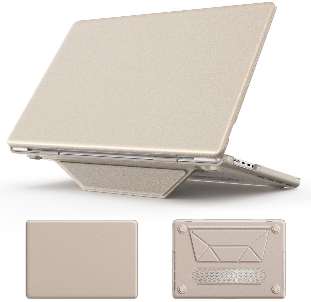 Turtle Shift vegan leer Laptopcover geschikt voor MacBook Pro 16' inch - 2023 / 2021 - A2485 / A2780 / A2991 - Beige