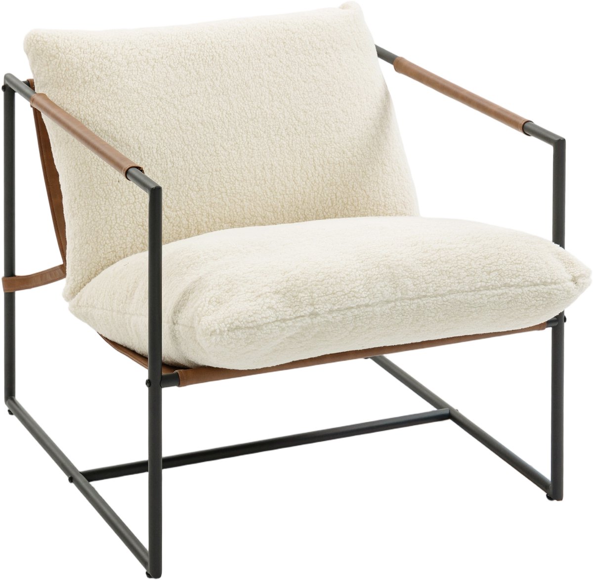 HOMCOM Accentstoel van badstof (100% polyester) - 77x91x80cm - Crème