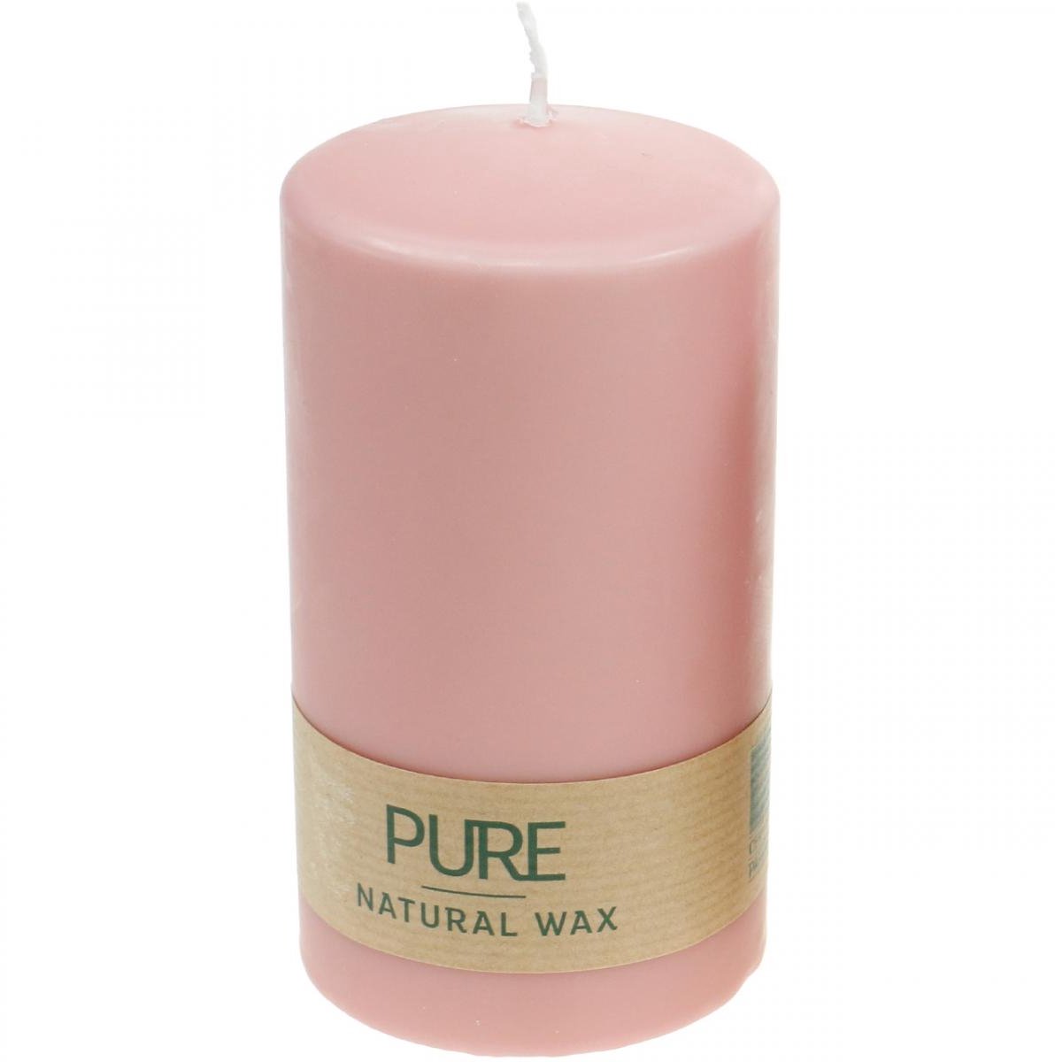 Wenzel Kerzen PURE stompkaars 130/70 roze decoratieve kaars duurzame natuurlijke was