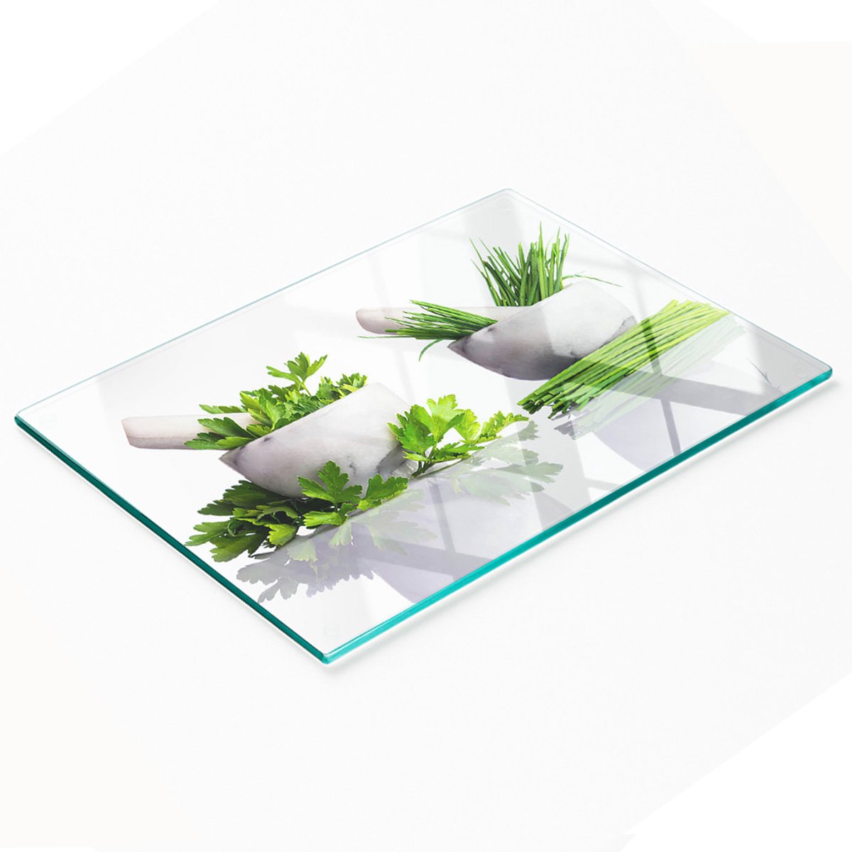 Multifunctionele decoratieve kruidenplank van gehard glas voor in de keuken, 80x52 cm