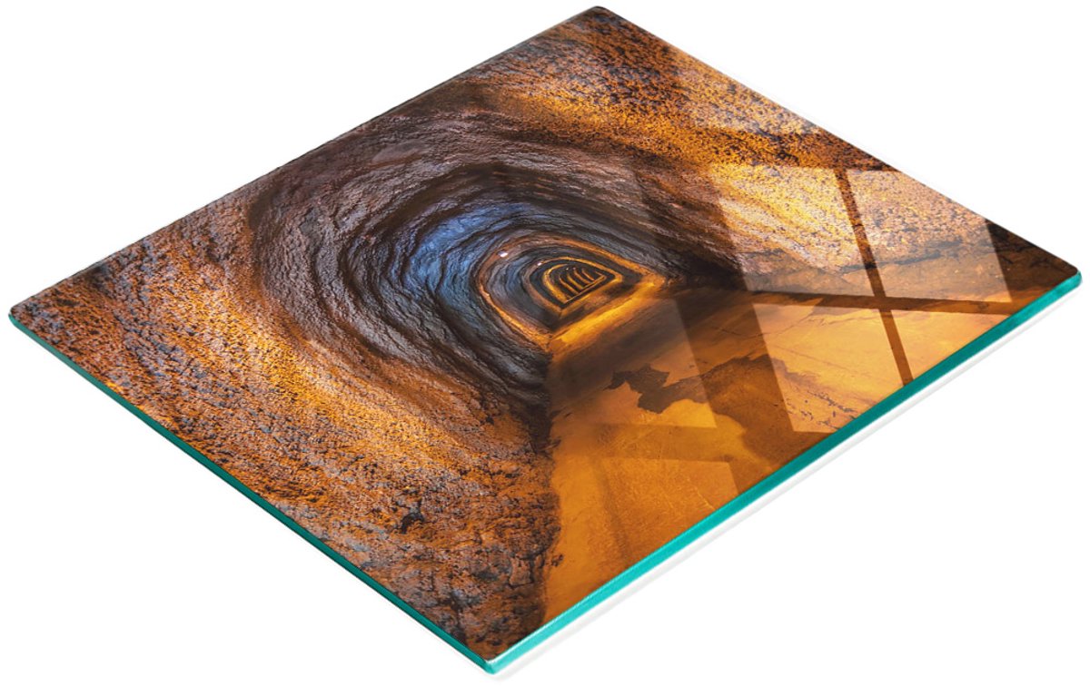 Serveerplank van gehard glas met tunnelmotief, 60x52 cm