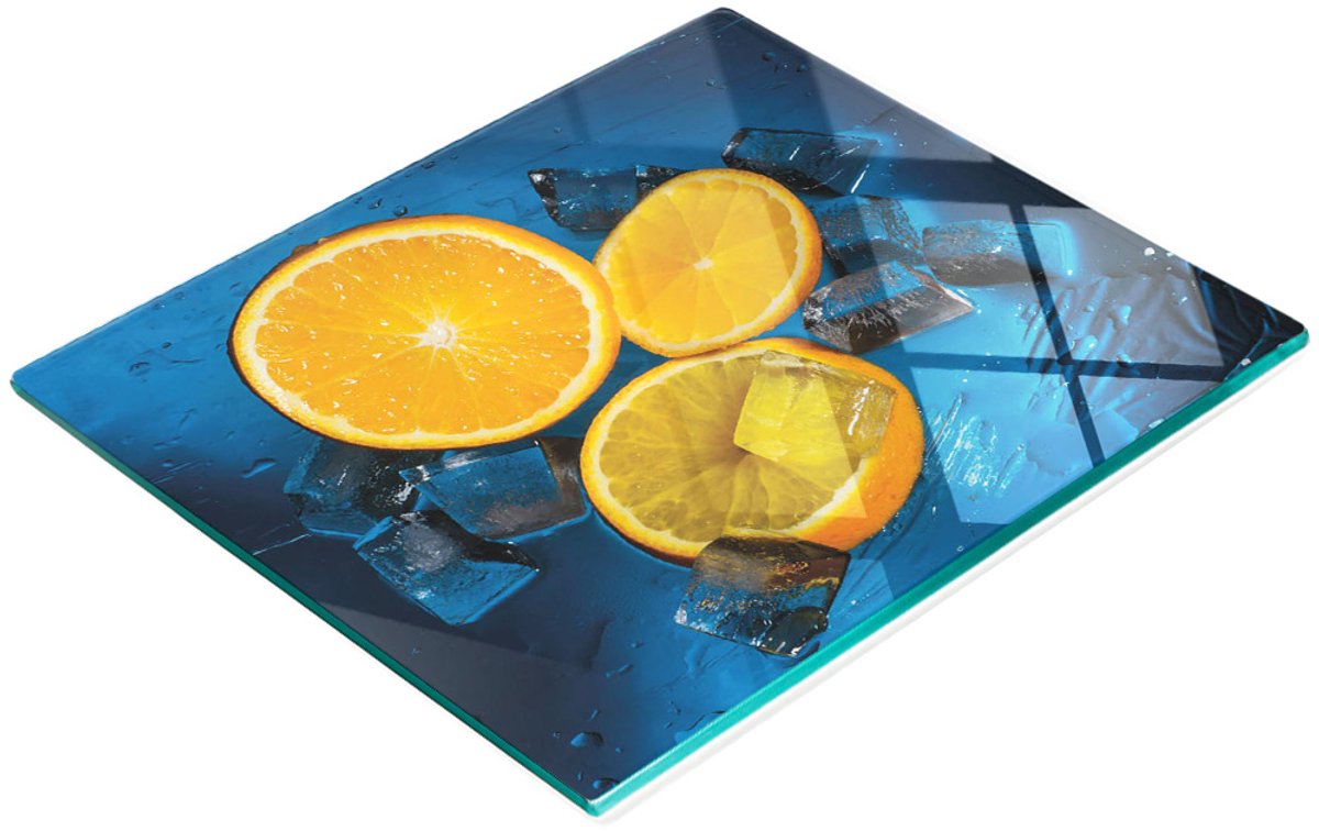 Decoratieve glazen snij- en serveerplank Orange Ice 60x52 cm