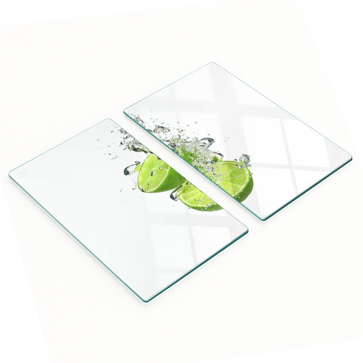 Glazen serveerplanken voor in de keuken met afbeelding van kalk onder water, 2x30x52 cm