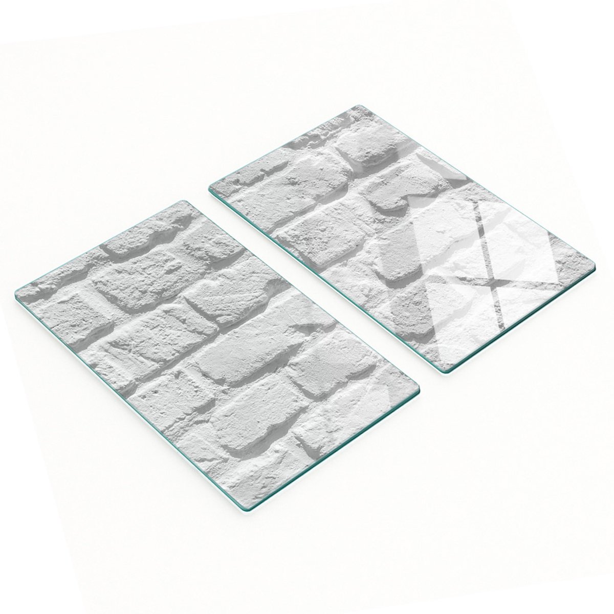 Decoratieve snijplanken van gehard glas met bakstenen muurmotief, 2x30x52 cm