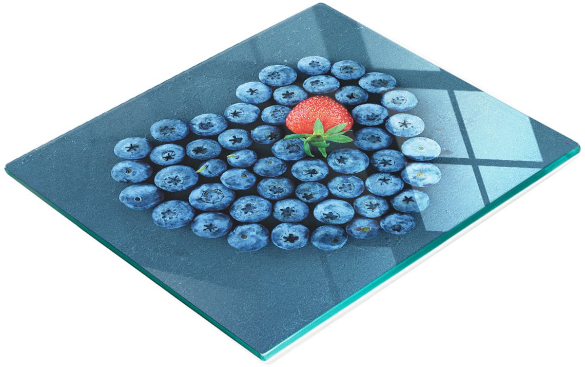 Decoratieve glazen snij- en serveerplank met bessenmotief, 60x52 cm