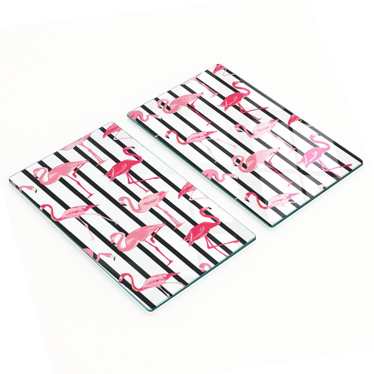 Keukenplanken van gehard glas met flamingostrepen, 2x30x52 cm
