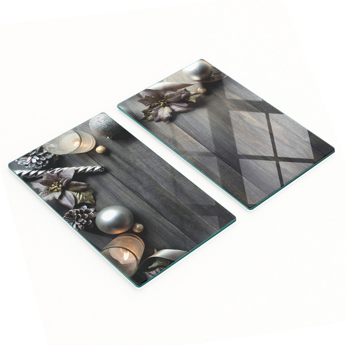 Glazen snijplanken met kerstafbeeldingen 2x30x52 cm