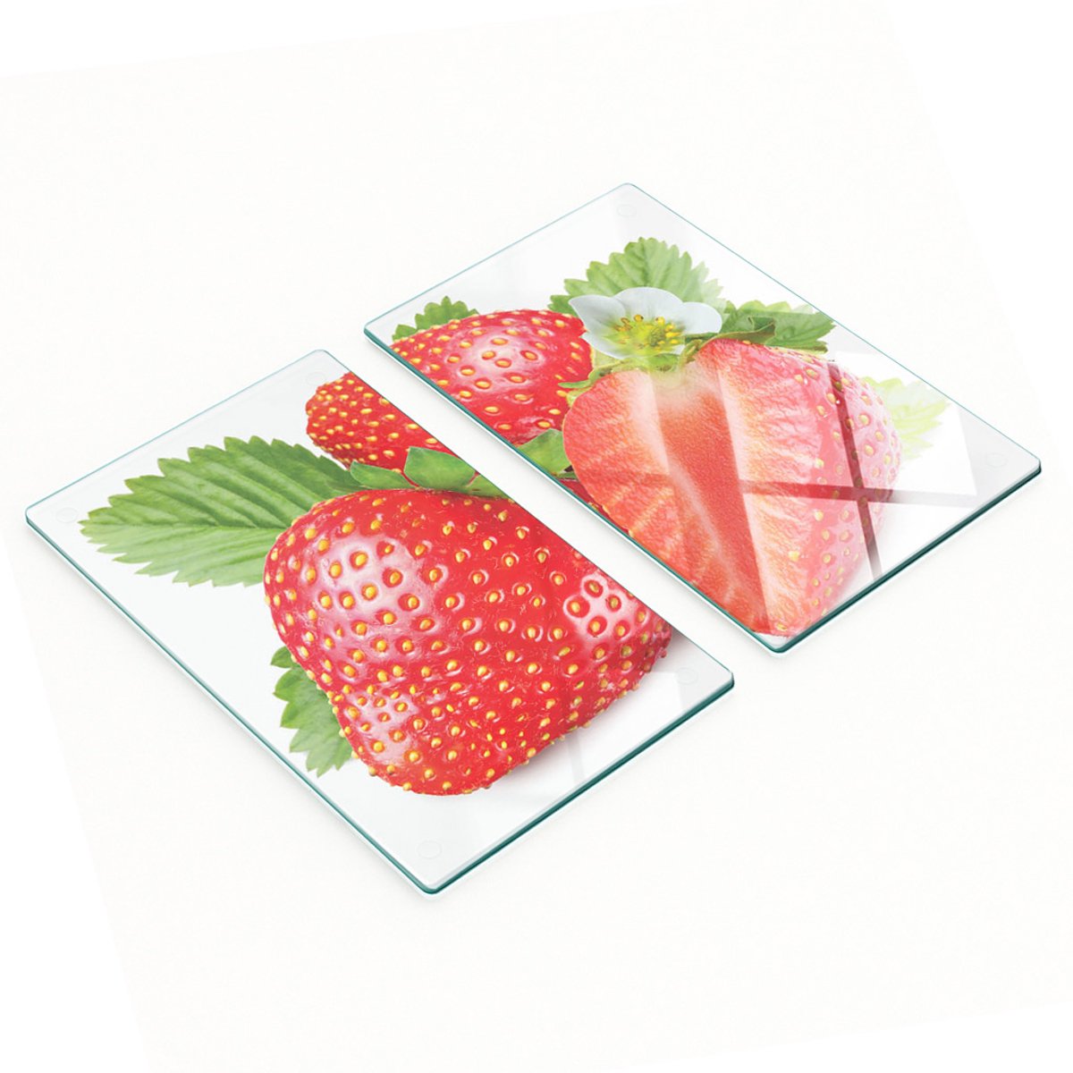 Multifunctionele decoratieve glazen keukenplanken met aardbeienmotief, 2x30x52 cm