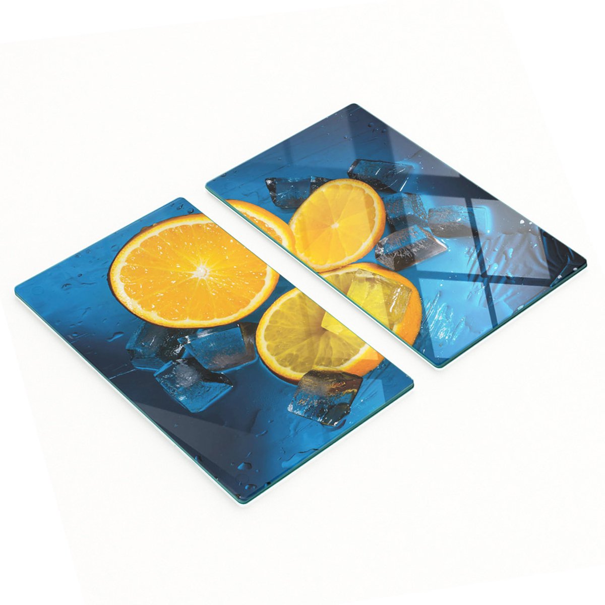 Decoratieve glazen snij- en serveerplanken Orange Ice 2x30x52 cm