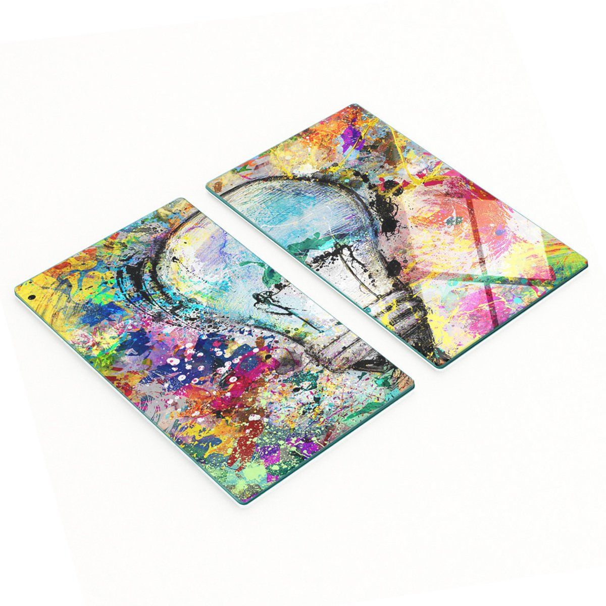 Multifunctionele decoratieve glazen borden met bedrukte gloeilamp 2x30x52 cm
