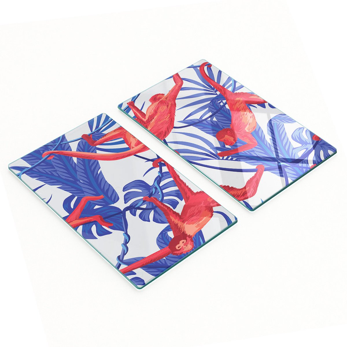 Decoratieve glazen snijplanken voor in de keuken met rode apen, 2x30x52 cm