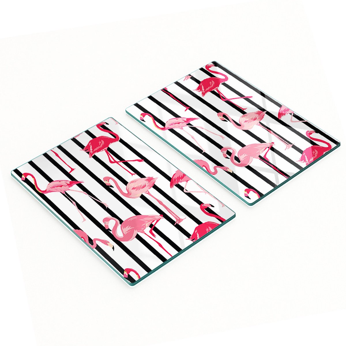 Keukenplanken van gehard glas met flamingostrepen, 2x40x52 cm