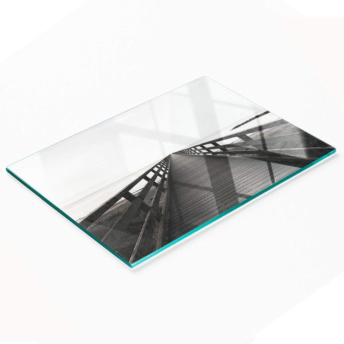 Keukenplank van gehard glas met decoratieve afbeeldingen, houten Molo 80x52 cm