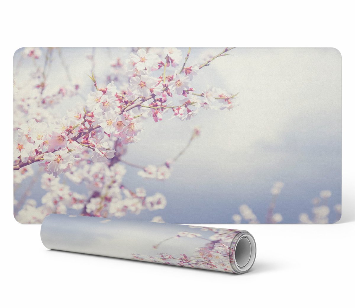 Gaming beschermmat voor toetsenbord en muis met lentebloemen, 100x50 cm