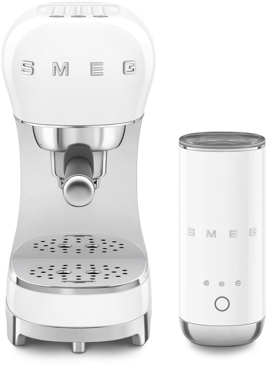 SMEG ECF12CREU Espressomachine Set – Melkopschuimer – 15 bar – Wit – 50’s Style