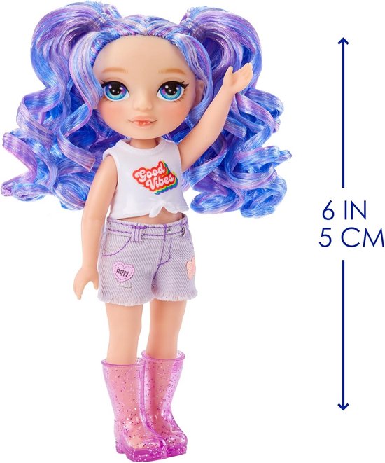 Modepop Amethist Willow - Kleine pop - Fantasierijk spel - Inclusief handtas hond - 14 cm - Paars van Merkloos — afbeelding 5