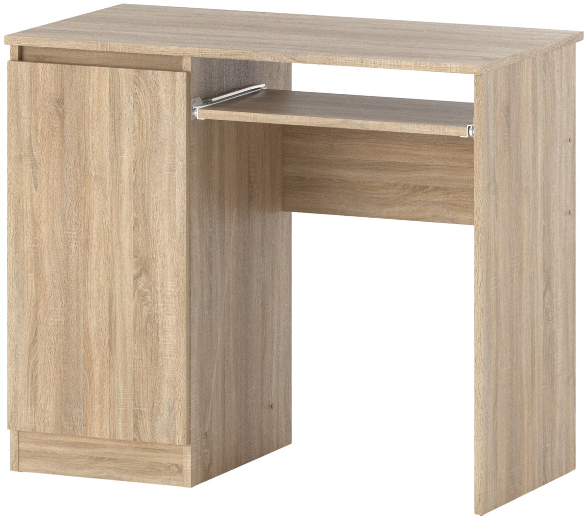 Sonoma eikenhouten computerbureau 90 cm met 2 planken, school- en gamemeubel