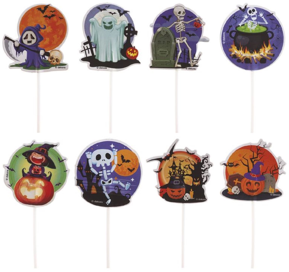 Set van 8 Halloween-taartprikkers, 10 cm