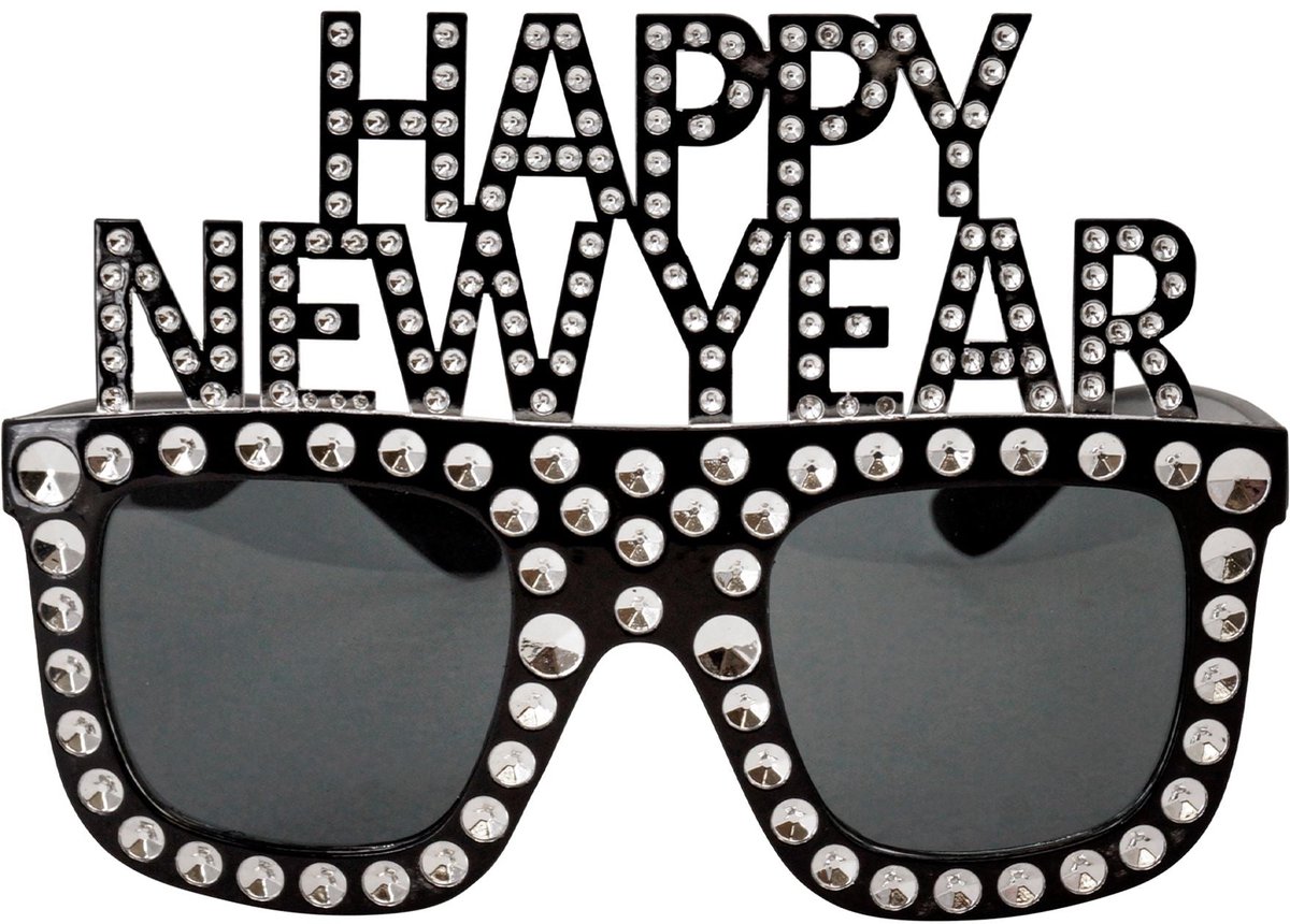 Happy New Year bril zilver